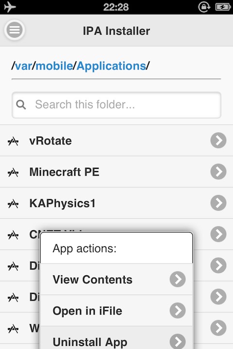 IPA Installer installing an app