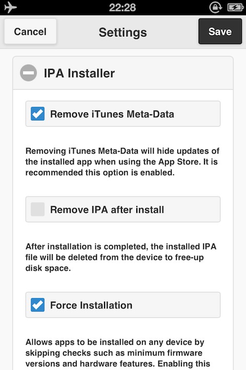IPA Installer backup view