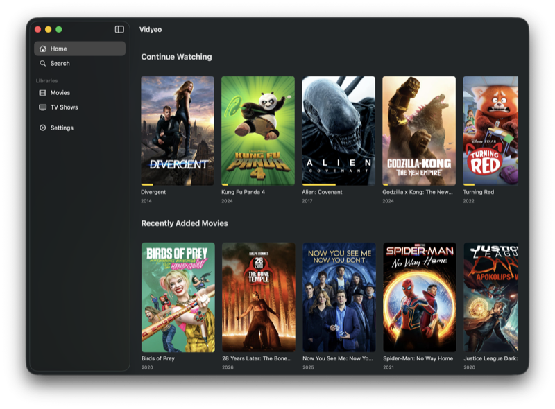 Vidyeo show detail dark mode