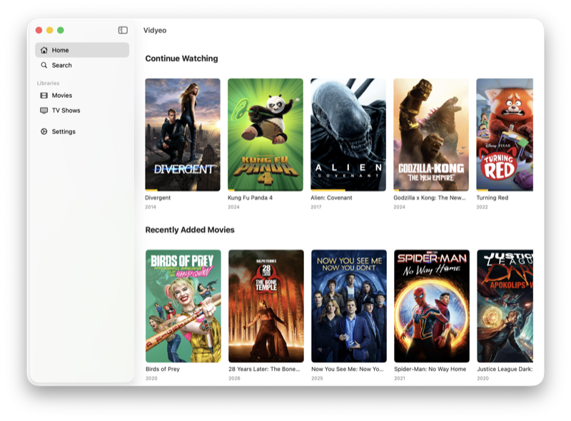 Vidyeo search results dark mode